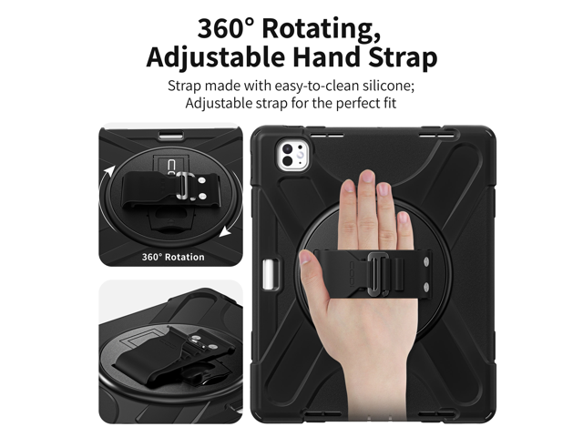 CODi Rugged Case for iPad Pro 13" (M4, M5) with Kickstand and Hand/Shoulder Strap