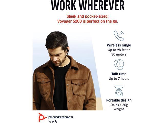 Poly - Voyager 5200 Wireless - Single-Ear Bluetooth Headset w/Noise (Plantronics) -Canceling Mic - Ergonomic Design - Voice Controls - Lightweight...