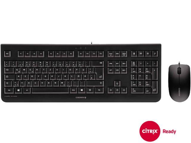 CHERRY DC 2000 Keyboard & Mouse - USB Cable 104 Key - English (US) - Black - USB Cable Optical - 1200 dpi - 3 Button - Scroll Wheel - QWERTZ -.