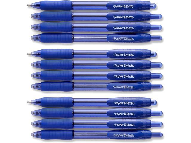 Paper Mate Profile Retractable Ballpoint Pens, 1.4 mm, Bold Point, Translucent Barrel, Blue Ink, Pack Of 12, 89466