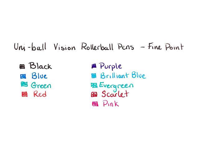 Uni Vision Rollerball Pen Fine Point Blue Ink Dozen (60134)