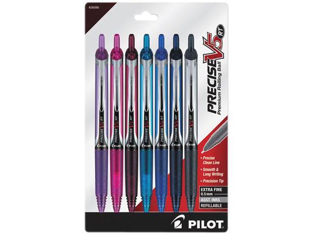 Pilot Precise V5RT Retractable Roller Ball Pen 0.5mm Assorted Ink/Barrel 7/Pack 26095