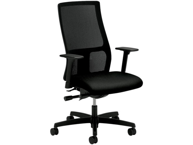 HON Ignition Series Mesh Mid-Back Work Chair Black Fabric Upholstered Seat