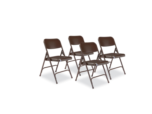 Premium All Steel Folding Light Weight Double Hinged Chair With Glides Brown