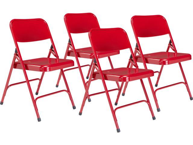 NPS 240 Premium All-Steel Double Hinge Folding Chair - Supports Up to 500 lb, 17.25' Seat Height - Red - 4/Carton