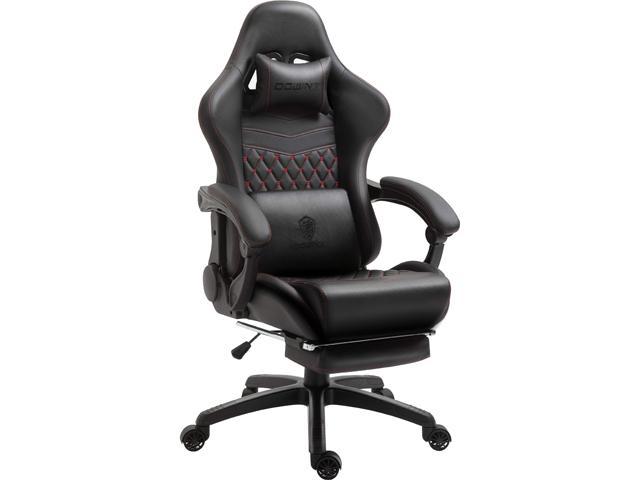 Dowinx Gaming Chair Office Chair PC Chair with Massage Lumbar Support, Racing Style PU Leather High Back Adjustable Swivel Task Chair with Footrest.
