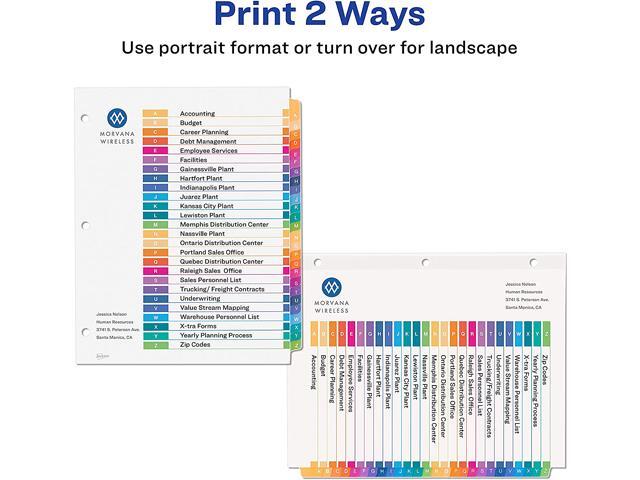 Avery Ready Index A-Z Tab Dividers, Customizable TOC, 1 Set (11828)