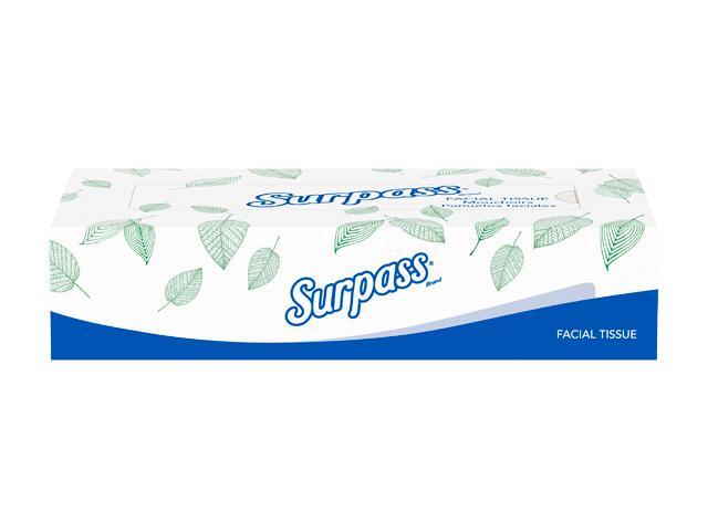 Surpass Facial Tissue Flat Box (21340), 2-Ply, White, Unscented, 100 Tissues / Box, 30 Boxes / Big Case