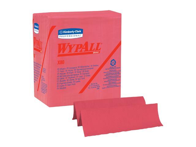 WypAll X80 Reusable Wipes (41029), Extended Use Cloths Quarter-fold Format, Red, 50 Sheets / Pack; 4 Packs / Case; 200 Folded Sheets / Case