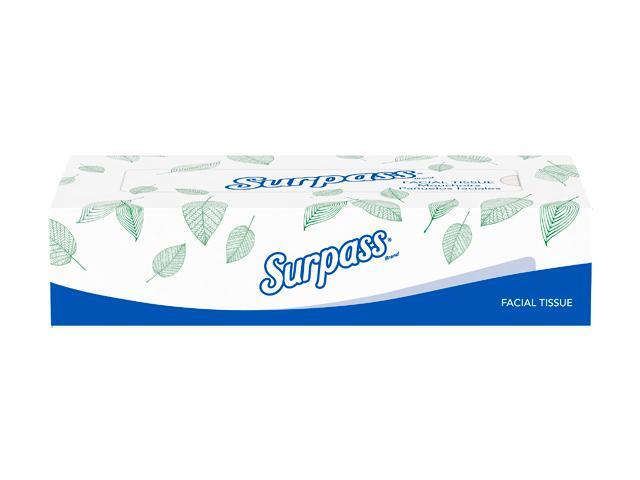 Surpass Facial Tissue Flat Box (21390), 2-Ply, White, Unscented, 125 Tissues / Box, 60 Boxes / Big Case