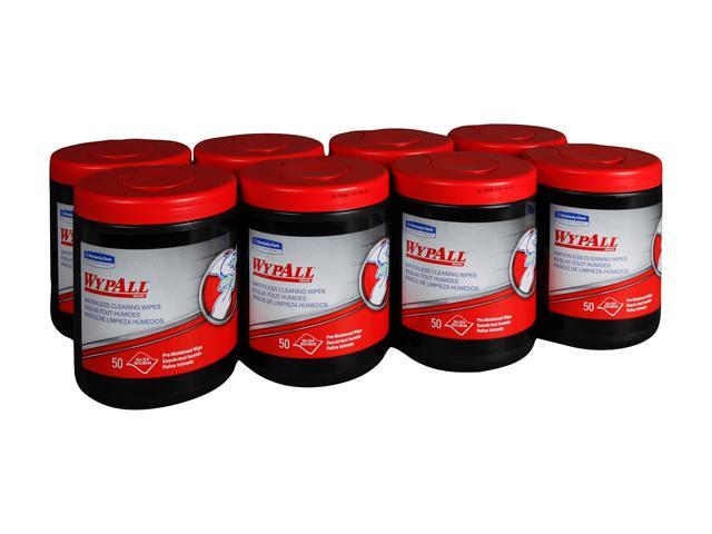 WypAll Waterless Industrial Cleaning Wipes (58310), Heavy Duty Moist Wipers, 8 Portable Canisters of 50 Sheets