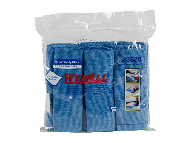 WypAll Microfiber Cloths (83620), Reusable, 15.75' x 15.75', Blue, 4 Packs / Case, 6 Wipes / Container, 24 / Case
