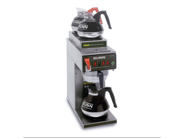 Bunn 12950.0213 CWTF15-3 Automatic 12 Cup Coffee Brewer with 2 Upper Warmers, 1 Lower Warmer, and Plastic Funnel - 120V