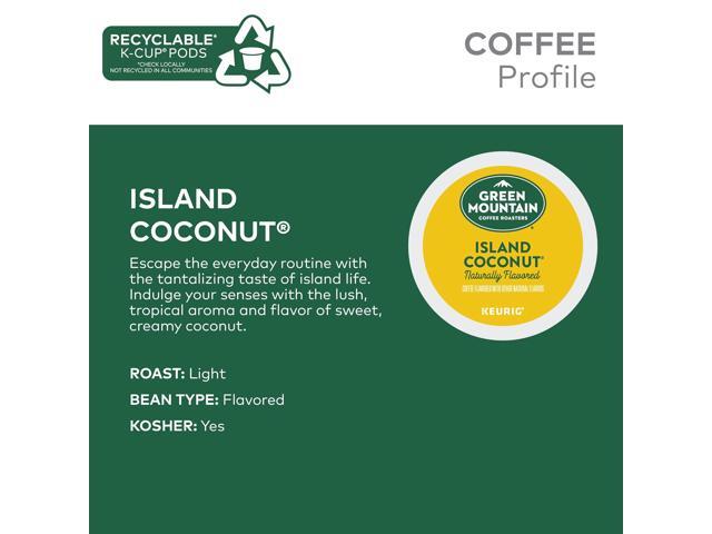 Green Mountain Coffee Roasters Island Coconut, Keurig Single-Serve K-Cup Pod, Flavored Light Roast Coffee, 24 Count/Box