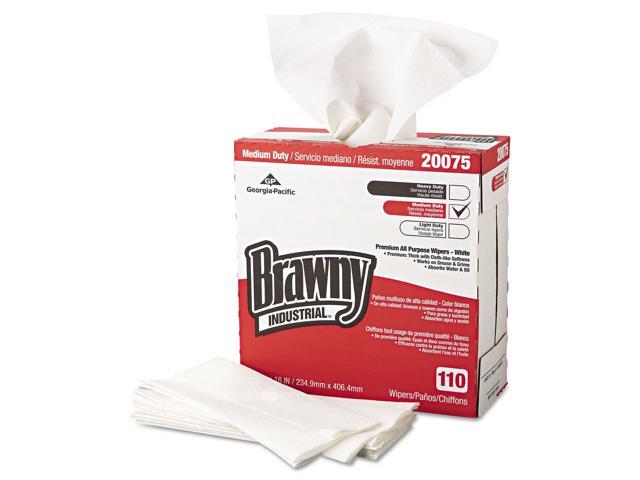 Brawny Professional 20075 Tall Dispenser Premium All-Purpose DRC Wipers - 1-Ply - 9.25 x 16 - Unscented - White - 110/Box 10 Boxes/Carton