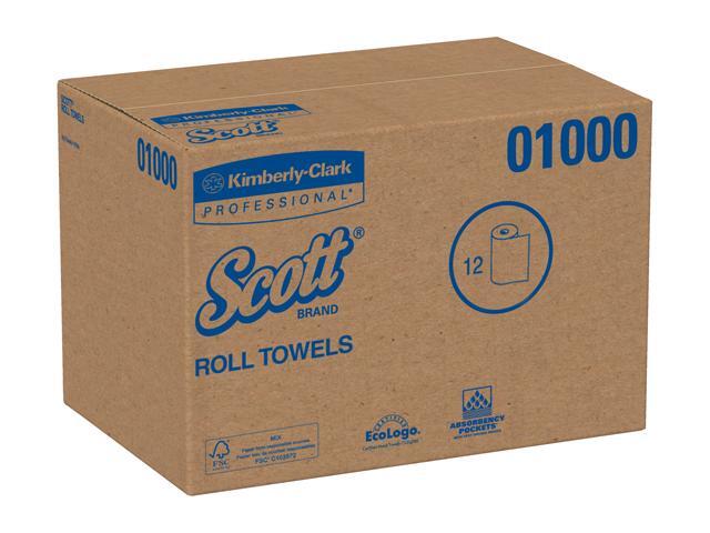 Scott Essential High Capacity Hard Roll Towels for Business, Absorbency Pockets, 1.5' Core, 8' x 1,000 ft, White, 12 Rolls/Carton KCC01000