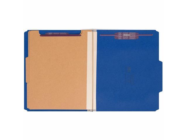 Smead 14200 Colored Top Tab Classification Folders w/SafeSHIELD Fasteners - 2' Expansinon - 2 Dividers - 6 Fasteners - Letter - Dark Blue - 10/Box