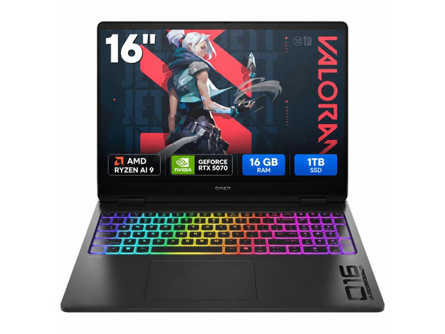 HP OMEN MAX 16-ak0010ca 16' FHD+ AMD Ryzen AI 9 HX 375 2 GHz up to 5.1 GHz 16 GB 1 TB SSD NVIDIA GeForce RTX 5070 Laptop GPU Windows 11 Home Gaming...