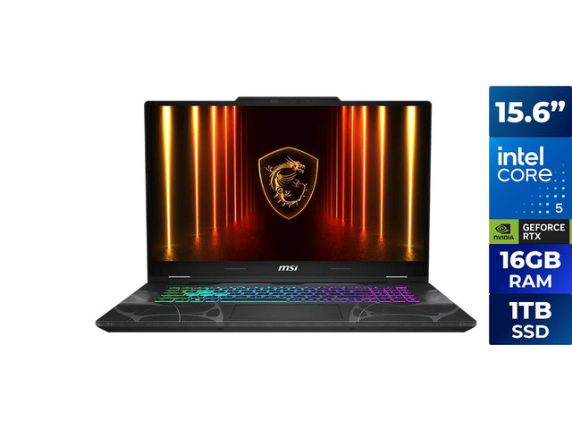 MSI Cyborg 15 B2RWEKG-258US 15.6' Gaming Notebook - Intel Core 5 210H ( 1.60 GHz) - 16 GB - 1 TB SSD - Windows 11 Home - NVIDIA GeForce RTX 5050...