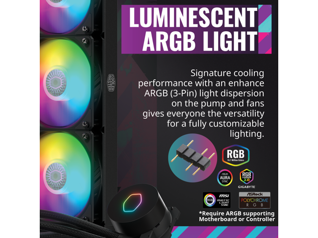 Cooler Master MasterLiquid ML360L ARGB V2 Close-Loop AIO CPU Liquid Cooler, Dual Chamber Pump, 360mm Radiator, SickleFlow 120 PWM ARGB, AMD Ryzen...