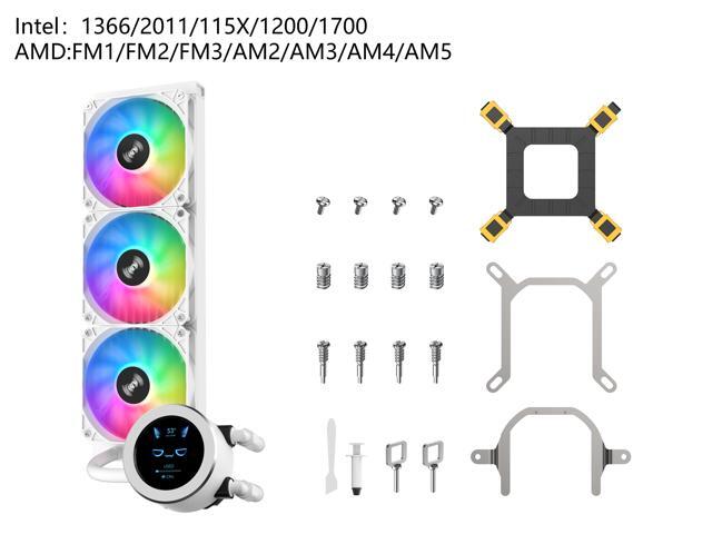 SAMA SM360 Gaming Water Liquid Cooler White 360mm AIO PC CPU Cooler with LCD Display Moitor Screen, 3 ARGB PWM Silent Fans