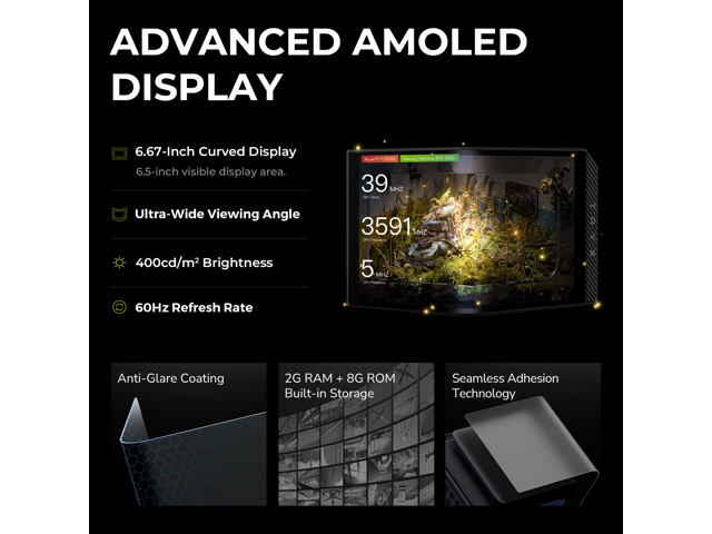TRYX PANORAMA 360 ARGB 360mm AIO 6.67'' AMOLED Curved Screen 3D Anamorphic Effect Display Customizable AIO Cooler 360mm Asetek 8th Gen V2 320w TDP...