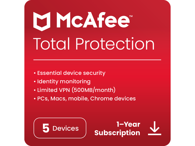 McAfee McAfee Total Protection 2023 - 5 Devices / 1 Year - Download