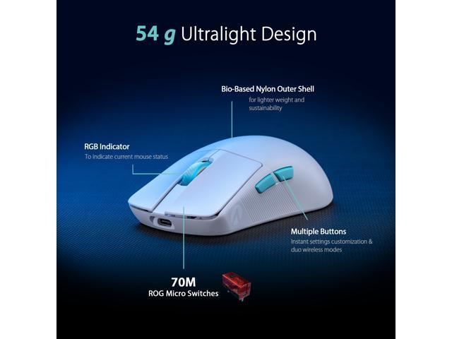 ASUS - ROG Harpe Ace Aim Lab Edition Ultralight Wireless Optical Gaming Mouse with ROG SpeedNova Wireless Technology - Wireless - White - image 3