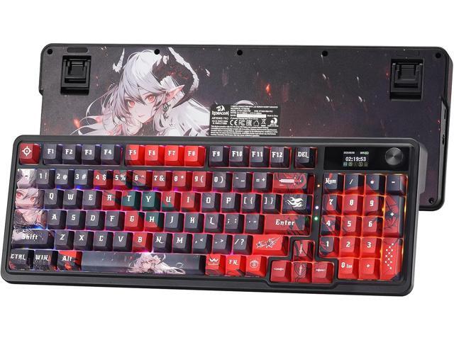 Redragon K719 PRO Wireless RGB Gasket Gaming Keyboard, Dye-Sub Anime Keycap, Easy-Control LED Info Display, 0-Delay Tri-Mode, Cushioned 5-Layer...