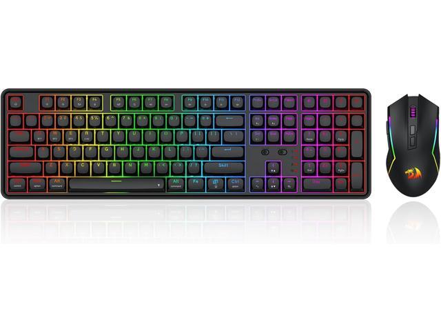 Redragon S163 3-Mode Wilreess Gaming Keyboard & Mouse Combo, 108 Keys K689 PRO RGB Gasket Keyboard and 8000 DPI M693 Gaming Mouse Bundle,...