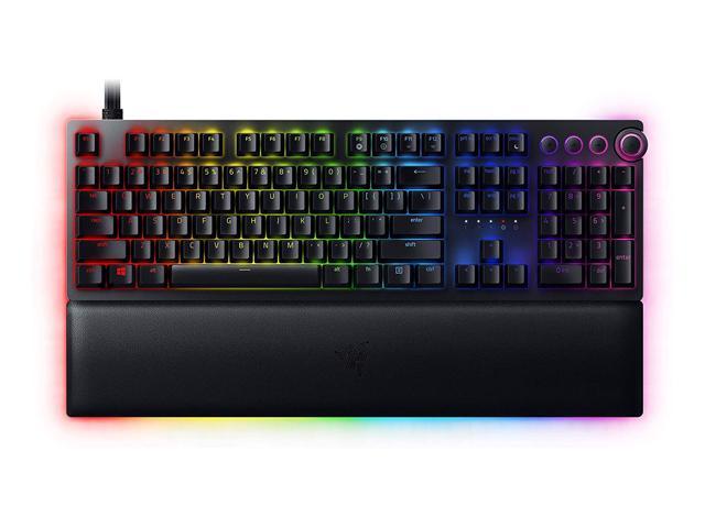 Razer Huntsman V2 Analog Gaming Keyboard: Razer Analog Optical Switches - Chroma RGB Lighting - Magnetic Plush Wrist Rest - Dedicated Media Keys & .