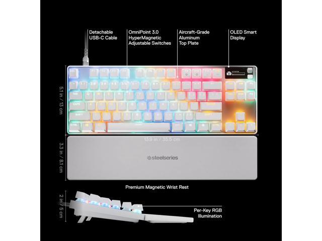 SteelSeries - Apex Pro TKL Gen 3 Wired Mechanical OmniPoint Adjustable HyperMagnetic Gaming Keyboard with Rapid Tap - White - image 3