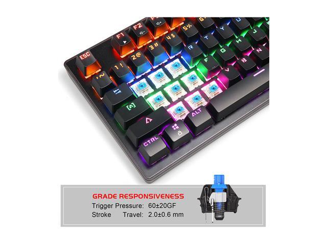 MK1 PC Mechanical Gaming Keyboards - 7-Color LED Backlit Mechanical Keyboard - USB Mechanical Computer Keyboard Wired Blue Switches for MAC/PC...