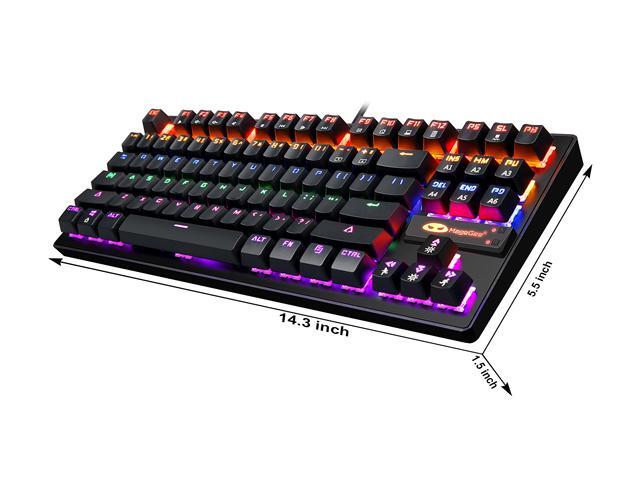 MK1 PC Mechanical Gaming Keyboards - 7-Color LED Backlit Mechanical Keyboard - USB Mechanical Computer Keyboard Wired Blue Switches for MAC/PC...