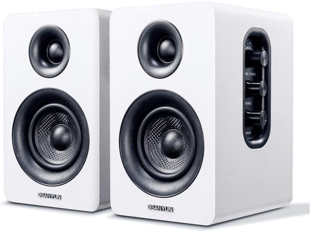 Sanyun SW208 3' Active Bluetooth 5.0 Bookshelf Speakers - 60W Carbon Fiber Speaker Unit - Built-in 24bit DAC Dynamic 3D Surround Sound 2.0 Computer.