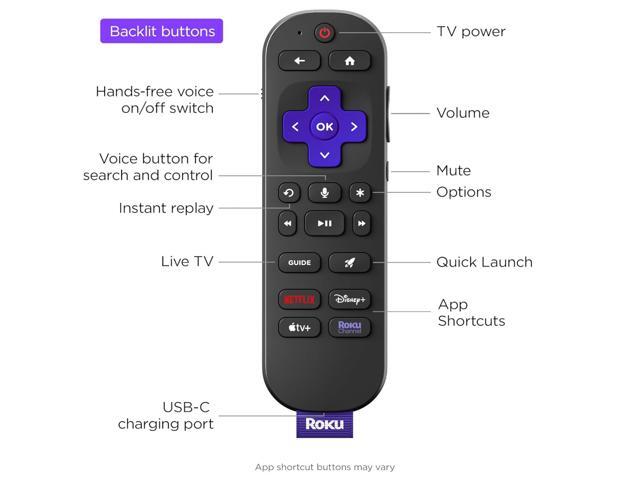 Roku - Voice Remote Pro (2nd Edition) | Rechargeable Replacement Voice Remote, Backlit Buttons & Hands-Free Voice Controls - Black - image 3