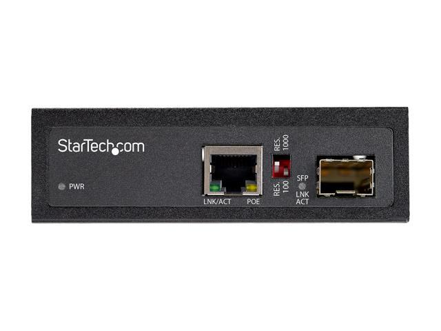 StarTech. com PoE+ Industrial Fiber to Ethernet Media Converter 60W - SFP to RJ45 - SM/MM Fiber to Gigabit Copper IP-30