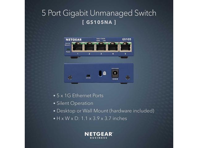 NETGEAR - 5-Port 10/100/1000 Gigabit Ethernet Unmanaged Switch - Blue - image 5