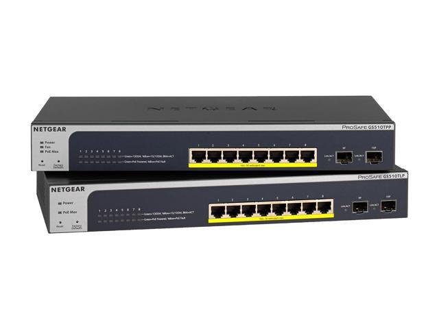 Netgear ProSafe GS510TPP 8-Port Gigabit Ethernet High-Power PoE+ Smart Switch with 2 Dedicated SFP Ports (190W), GS510TPP-100NAS