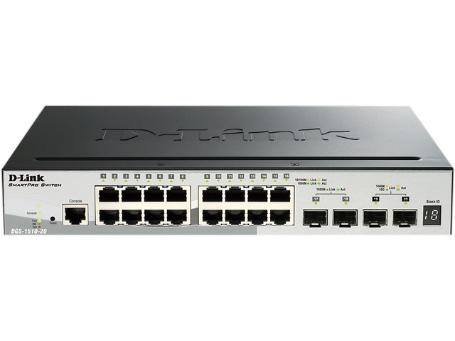 D-Link 20-Port Gigabit Stackable Smart Managed Switch including 2 x 10G SFP+ & 2 x SFP