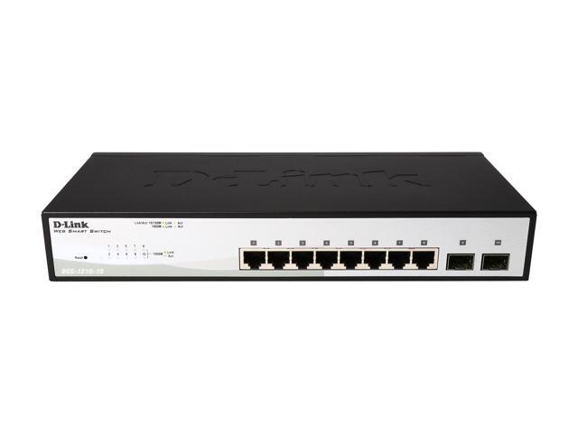 D-Link 10-Port Gigabit Smart Managed Switch 8 GbE + 2 Optical SFP Ports L3 Lite Surveillance Mode NDAA/TAA Compliant (DGS-1210-10)