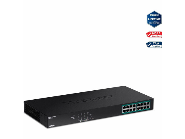 TRENDnet TPE-TG160g 16-port gigabit PoE+ Switch. Limited Life Time Warranty