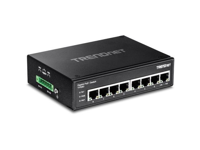 TRENDnet 8-Port Industrial Gigabit PoE+ DIN-Rail Switch, TI-PG80, 8 x Gigabit PoE+ Ports, 200W PoE Power Budget, 16Gbps Switching Capacity, NDAA...