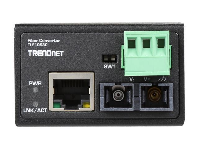 TRENDnet Hardened Industrial 100Base-FX Single-Mode SC Fiber Converter, (30 km, 18.6 Miles), IP40 Rated Housing, TI-F10S30