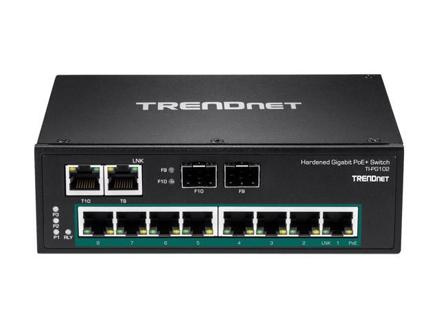 TRENDnet 10-Port Industrial Gigabit PoE+ DIN-Rail Switch, 8 x Gigabit PoE+ Ports, DIN-Rail Mount, 2 x SFP Slots, 240W PoE Power Budget, Network...