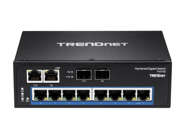 TRENDnet 10-Port Hardened Industrial Gigabit DIN-Rail Switch, 20Gbps Switching Capacity, DIN-Rail And Wall Mounts Included, Dual Redundant, Two...