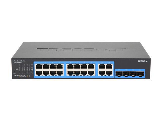 TRENDnet 20-Port Gigabit Web Smart Switch; 16 x Gigabit Ports; 4 x shared Gigabit Ports (RJ-45/SFP); VLAN; QoS; LACP; IPv6 Support; 40 Gbps...