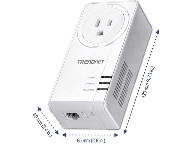 TRENDnet Powerline 1300 AV2 Adapter with Built-in Outlet; Gigabit Port; IEEE 1905.1 & IEEE 1901; Range Up to 300m (984 ft.); TPL-423E