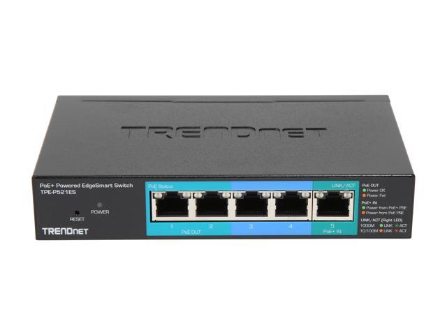 TRENDnet 5-Port Gigabit PoE+ Powered EdgeSmart Switch With PoE Pass Through, 18W PoE Budget, 10Gbps Switching Capacity, Managed Switch,...