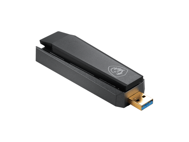 MSI AX1800 WiFi 6 Dual-Band USB Adapter - WLAN up to 1800 Mbps (5GHz, 2.4GHz Wireless), USB 3.2 Gen 1 Type-A, MU-MIMO, Adjustable Antenna,...